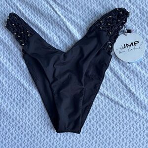 JMP The Label Bikini Bottom Solid Black Midnight Acapulco Women's Size M NWT